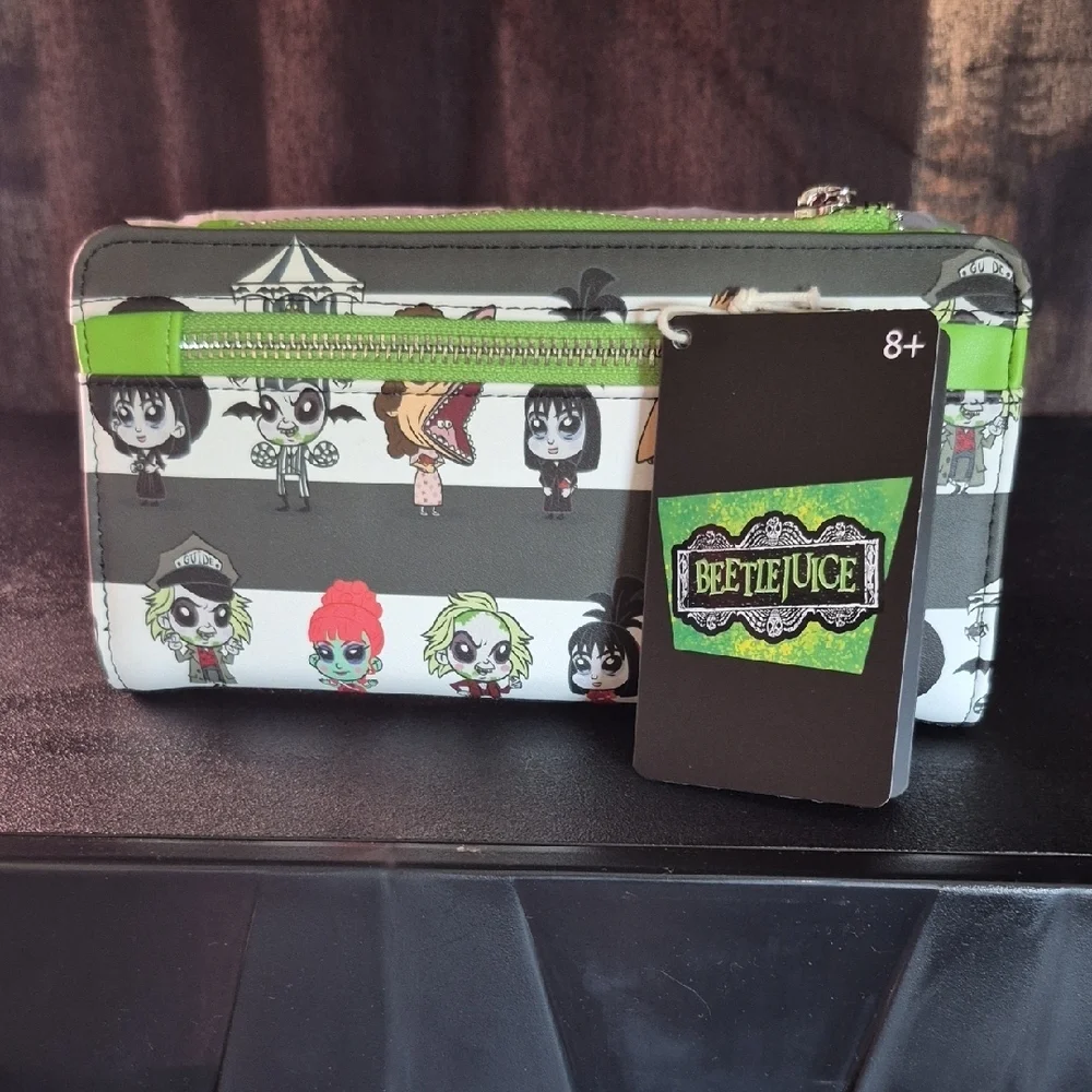 Loungefly Beetlejuice Character Wallet - Black, White, Green - Picture 2 of 4